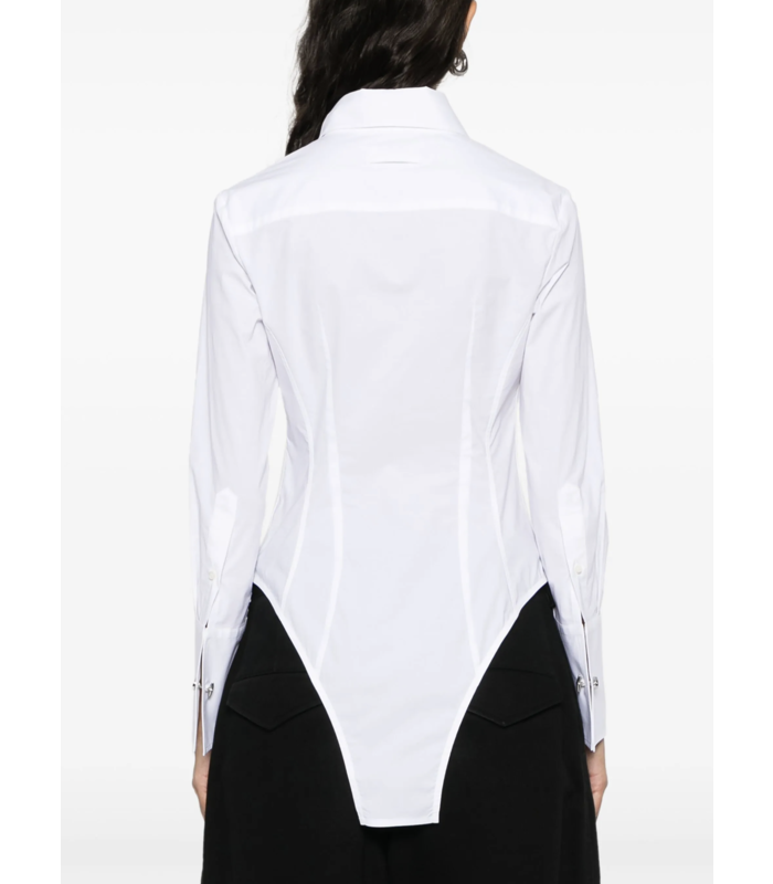 STRETCH COTTON SHIRT WITH BODY DETAIL WHITE