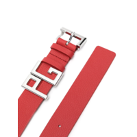 CALFSKIN LEATHER BELT WITH METAL LETTERS RED