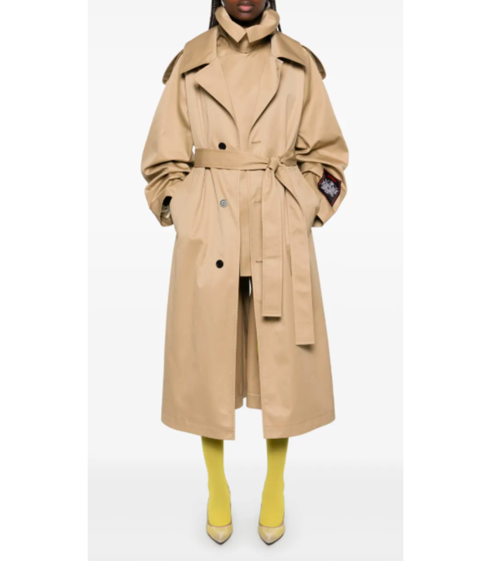 COTTON TWILL DECONSTRUCTED TRENCH WITH BODY DETAILS BEIGE