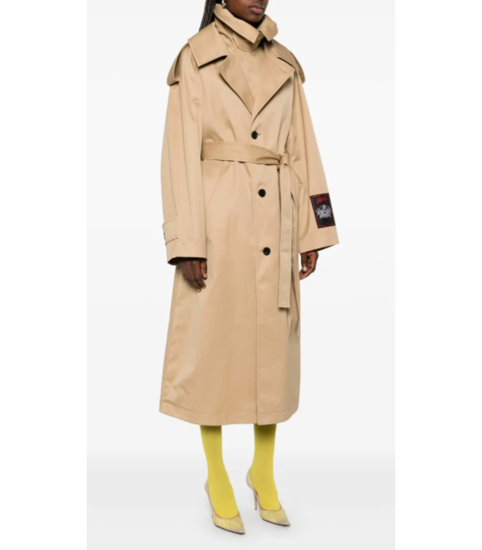 COTTON TWILL DECONSTRUCTED TRENCH WITH BODY DETAILS BEIGE