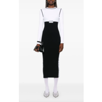 LONG DRESS COLOR BLOCK WITH PATCH WHITE/BLACK