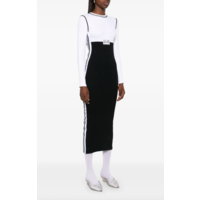 LONG DRESS COLOR BLOCK WITH PATCH WHITE/BLACK