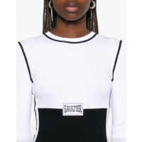 LONG DRESS COLOR BLOCK WITH PATCH WHITE/BLACK