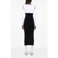 LONG DRESS COLOR BLOCK WITH PATCH WHITE/BLACK