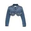 JEAN-PAUL GAULTIER DENIM CROPPED JACKET WITH TOPSTITICHING DETAILS ON CUPS VINTAGEBLUE