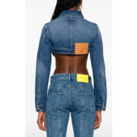 DENIM CROPPED JACKET WITH TOPSTITICHING DETAILS ON CUPS VINTAGEBLUE