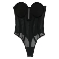 BODY MESH WITH INSERTED CORSET BLACK