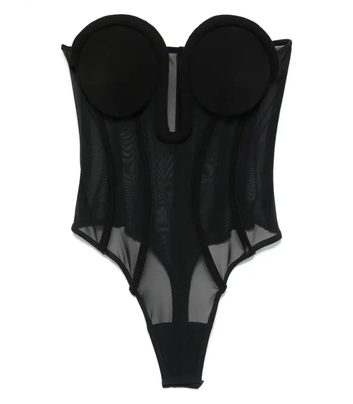 BODY MESH WITH INSERTED CORSET BLACK