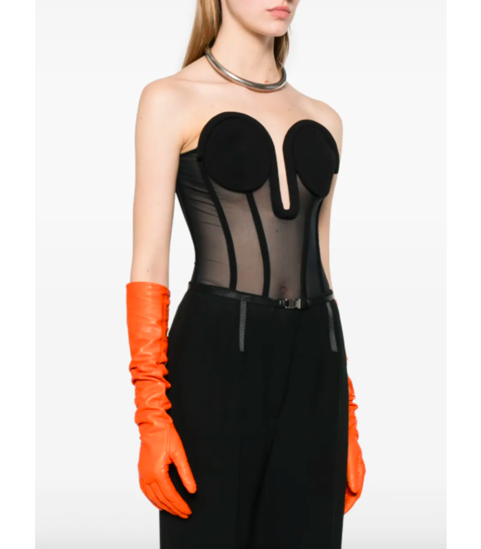 BODY MESH WITH INSERTED CORSET BLACK