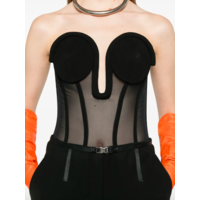 BODY MESH WITH INSERTED CORSET BLACK