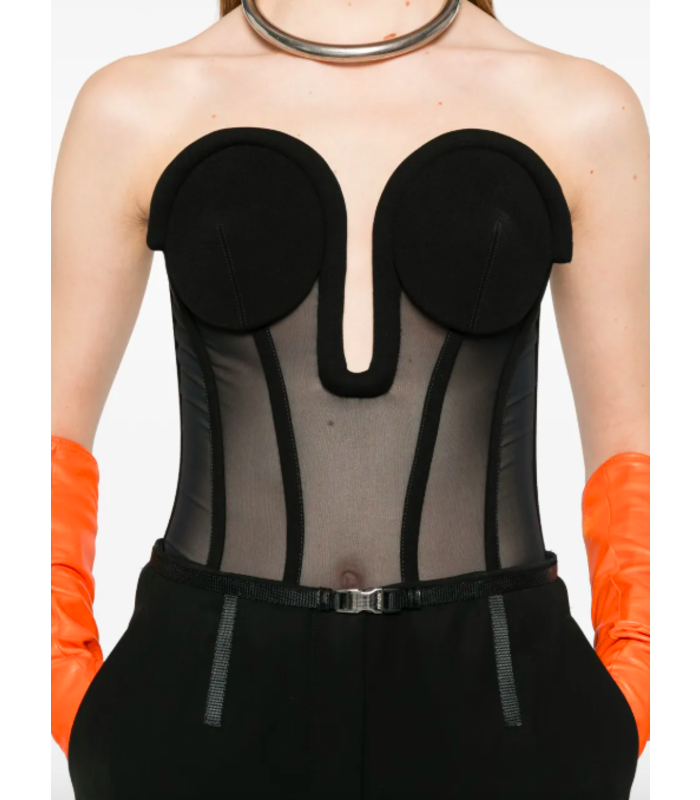 BODY MESH WITH INSERTED CORSET BLACK