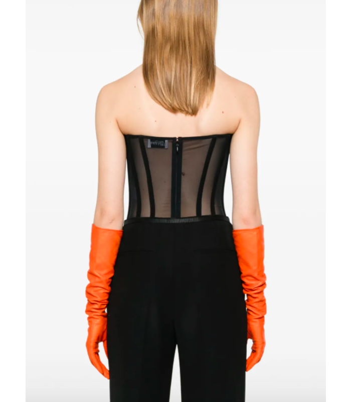 BODY MESH WITH INSERTED CORSET BLACK