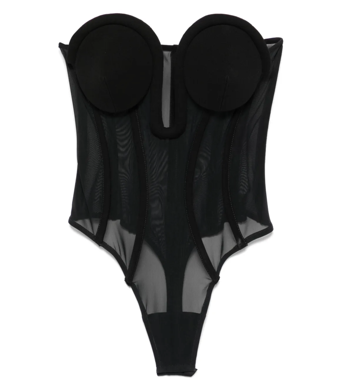 BODY MESH WITH INSERTED CORSET BLACK