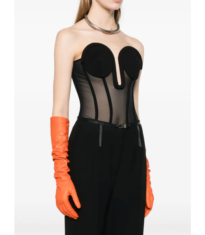 BODY MESH WITH INSERTED CORSET BLACK