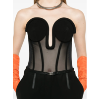BODY MESH WITH INSERTED CORSET BLACK