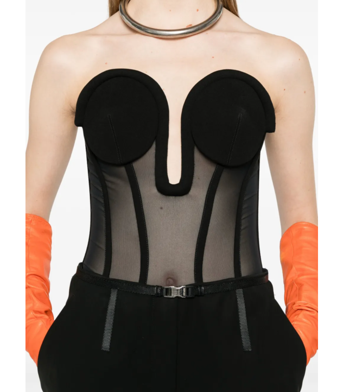 BODY MESH WITH INSERTED CORSET BLACK