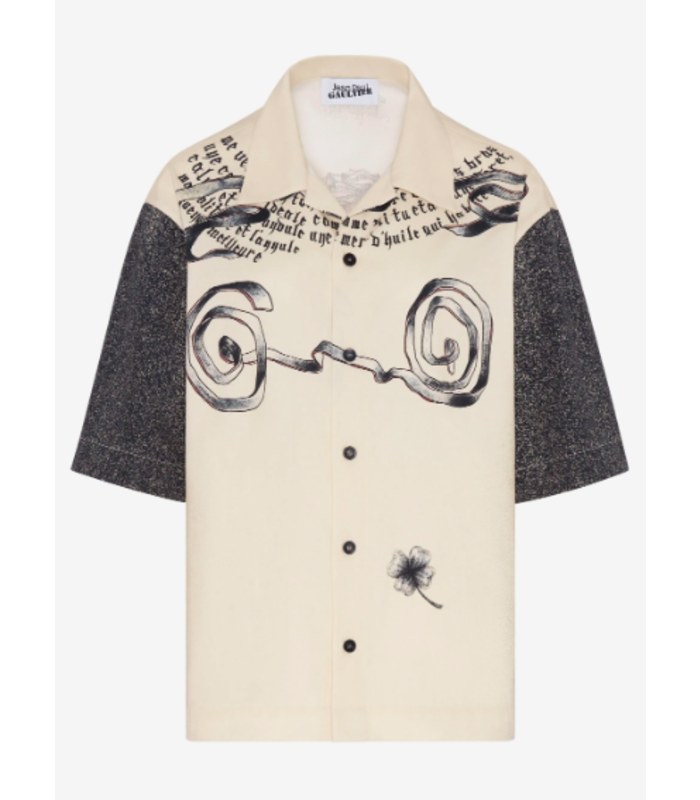 SHORT SLEEVES SHIRT PRINTED ECRU/BLACK/RED