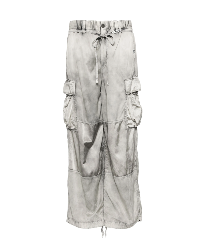 SATIN CARGO PANTS LT GRAY