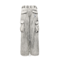 SATIN CARGO PANTS LT GRAY