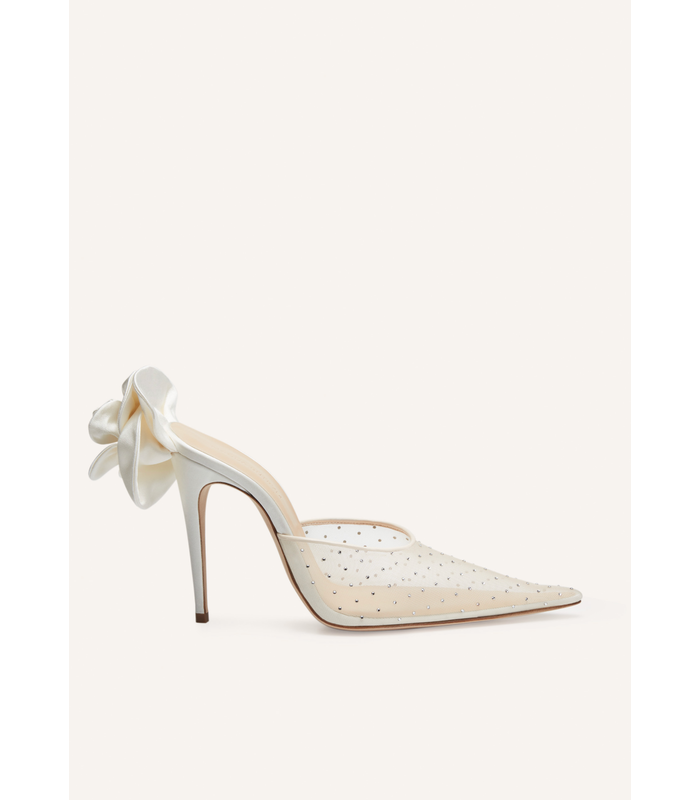 HEEL MULES CRYSTALS CREAM