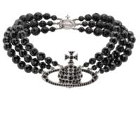 MESSALINE 3 ROW CHOKER PLATINUM BLACK