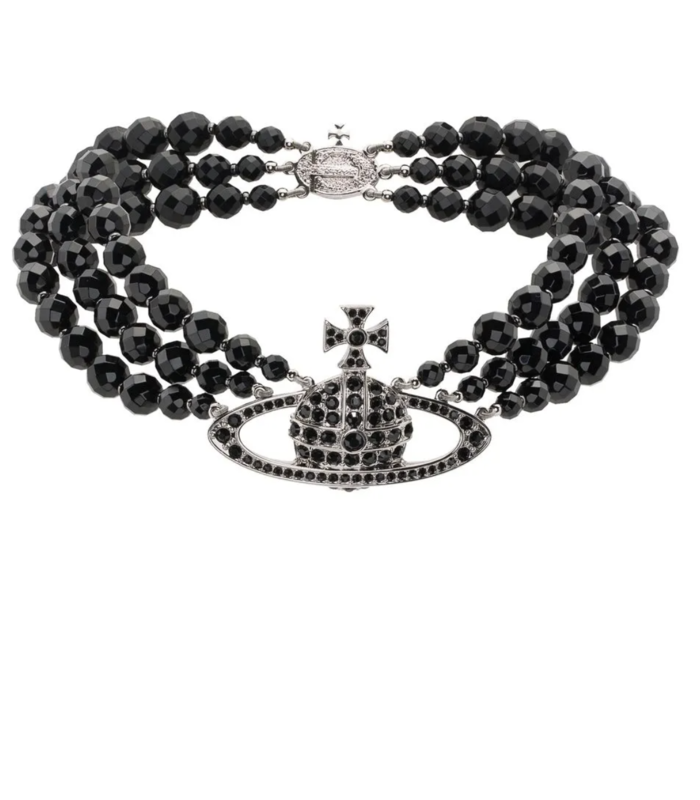 MESSALINE 3 ROW CHOKER PLATINUM BLACK