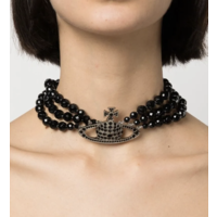 MESSALINE 3 ROW CHOKER PLATINUM BLACK