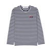 COMME DES GARCONS PLAY PLAY T-SHIRT DOUBLE BURGENDY EMBLEM KNIT NAVY