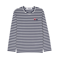 PLAY T-SHIRT DOUBLE BURGENDY EMBLEM KNIT NAVY