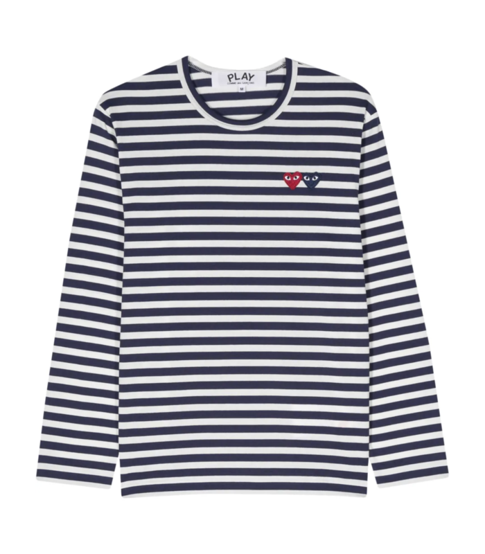 PLAY T-SHIRT DOUBLE BURGENDY EMBLEM KNIT NAVY