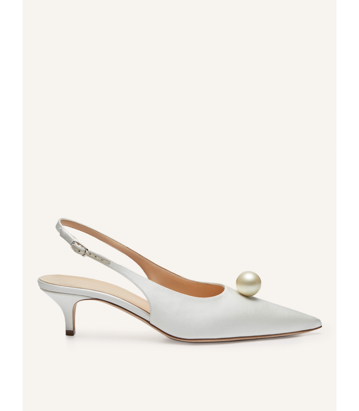 SLINGBACK KITTEN HEELS CREAM PEARL