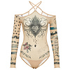 JEAN-PAUL GAULTIER JEAN-PAUL GAULTIER CLAVICLE BODY NECK LONG SLEEVES PRINTED "TROMPE L'OEIL TATOO" NUDE