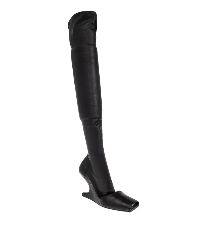 STIVALI IN PELLE CANTILEVER 8 THIGH HIGH BLACK