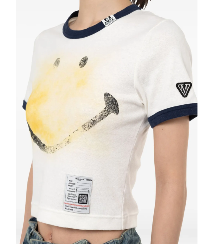 SMILY FACE PRINTED MINI TEE WHITE