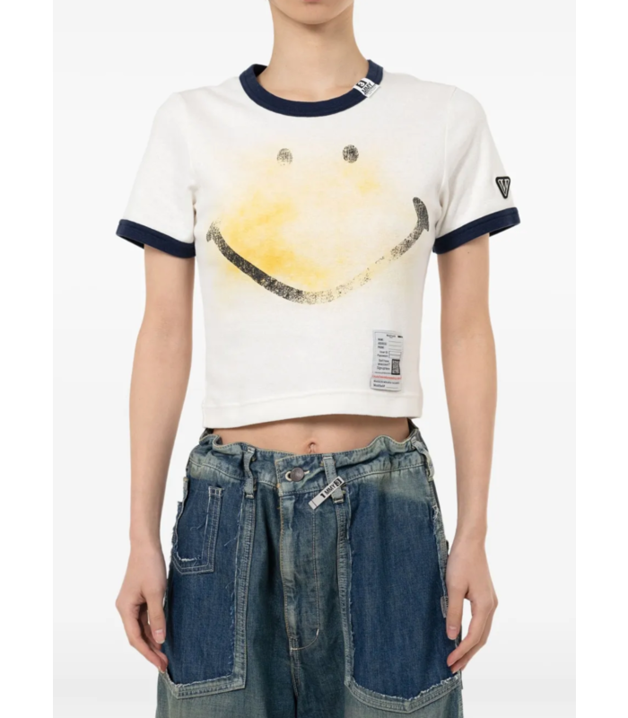SMILY FACE PRINTED MINI TEE WHITE