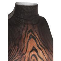 LONG MESH DRESS DOUBLE LAYER PRINTED "WOOD" BLACK/BROWN