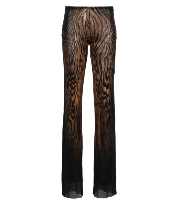 MESH TROUSER PRINTED "WOOD" BLACK/BROWN