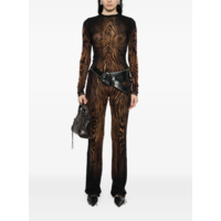MESH TROUSER PRINTED "WOOD" BLACK/BROWN