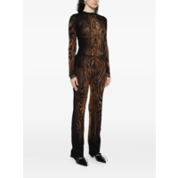 MESH TROUSER PRINTED "WOOD" BLACK/BROWN