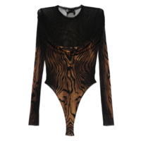 MESH BODY DOUBLE LAYER PRINTED "WOOD" BLACK/BROWN