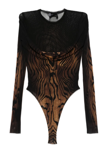 JEAN-PAUL GAULTIER mesh body double layer printed "wood"