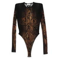 MESH BODY DOUBLE LAYER PRINTED "WOOD" BLACK/BROWN