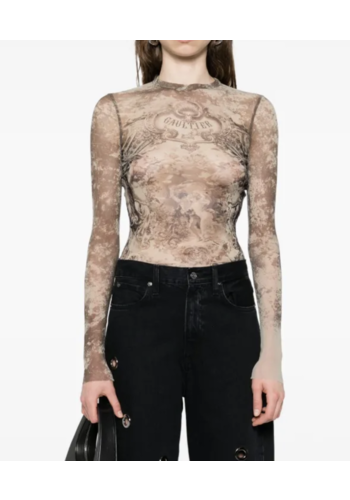 JEAN-PAUL GAULTIER mesh long sleeves top printed "médaillon"