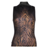 JEAN-PAUL GAULTIER MESH HIGH NECK TANK TOP DOUBLE LAYER PRINTED "WOOD" BLACK/BROWN