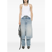 RIBBED TANK TOP WITH OVERALL BUCKLES WHITE