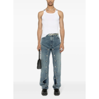 RIBBED TANK TOP WITH OVERALL BUCKLES WHITE