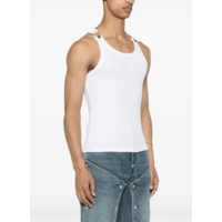RIBBED TANK TOP WITH OVERALL BUCKLES WHITE