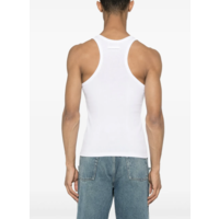 RIBBED TANK TOP WITH OVERALL BUCKLES WHITE