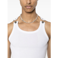 RIBBED TANK TOP WITH OVERALL BUCKLES WHITE