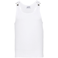 RIBBED TANK TOP WITH OVERALL BUCKLES WHITE